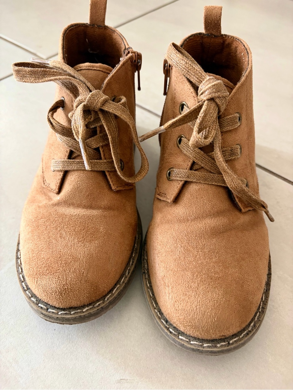 Gymboree Tan Suede Lace-Up Kids Ankle Boots Size 1 - Picture 8 of 11